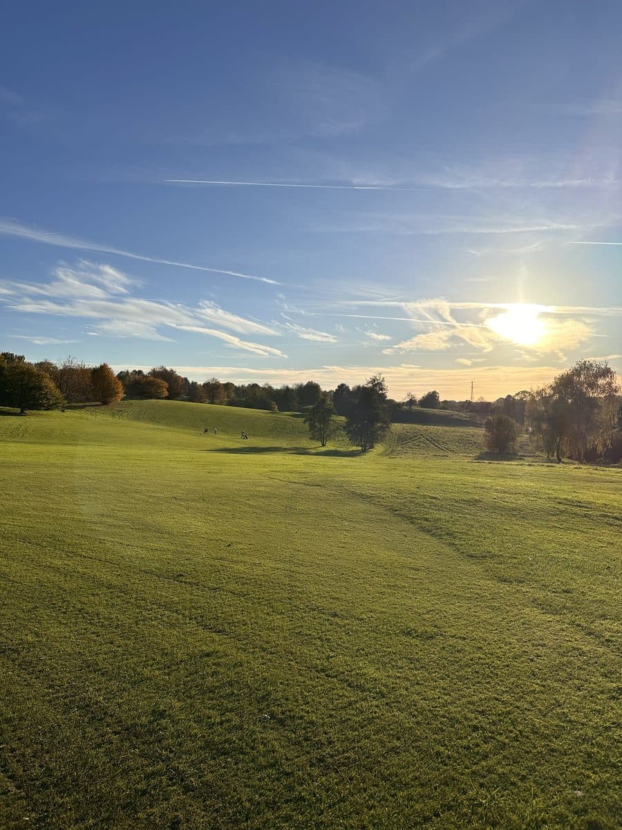 Wide fairway in the low afternoon sun